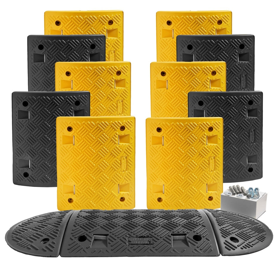 Speed Ramp in Yellow & Black with 50mm Heavy Duty Sections - 6m Complete Kit Speed Ramps > Speed Bumps > Sleeping Policeman > Car Park > Traffic > One Stop For Safety   