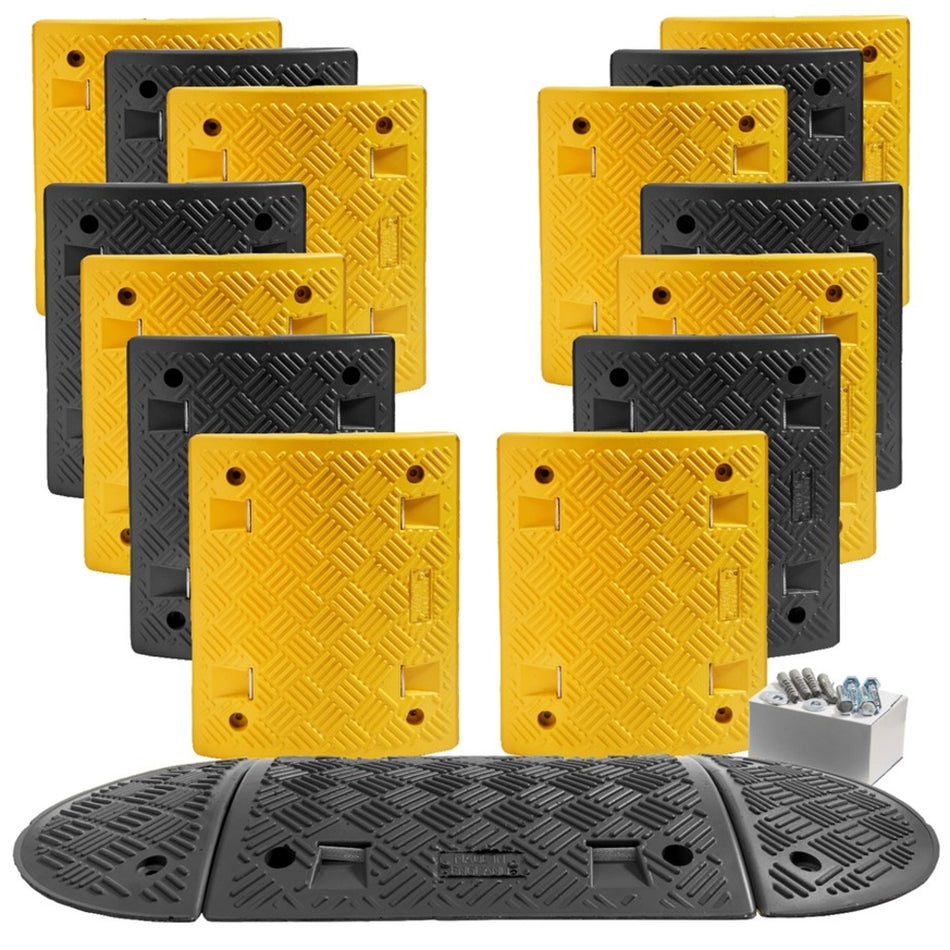 Speed Ramp in Yellow & Black with 50mm Heavy Duty Sections - 8m Complete Kit Speed Ramps > Speed Bumps > Sleeping Policeman > Car Park > Traffic > One Stop For Safety   