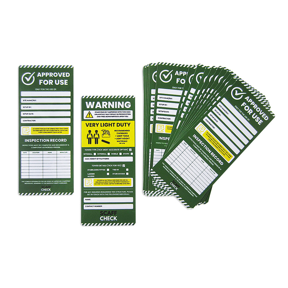 Tower Check Inspection Tag Kit - 10 Holders, 20 Double Sided Inserts a ...