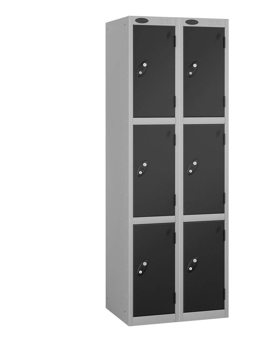 PROBELOW LOW LEVEL 2 NEST STEEL LOCKERS - JET BLACK 3 DOOR Storage Lockers > Lockers > Cabinets > Storage > Probe > One Stop For Safety   