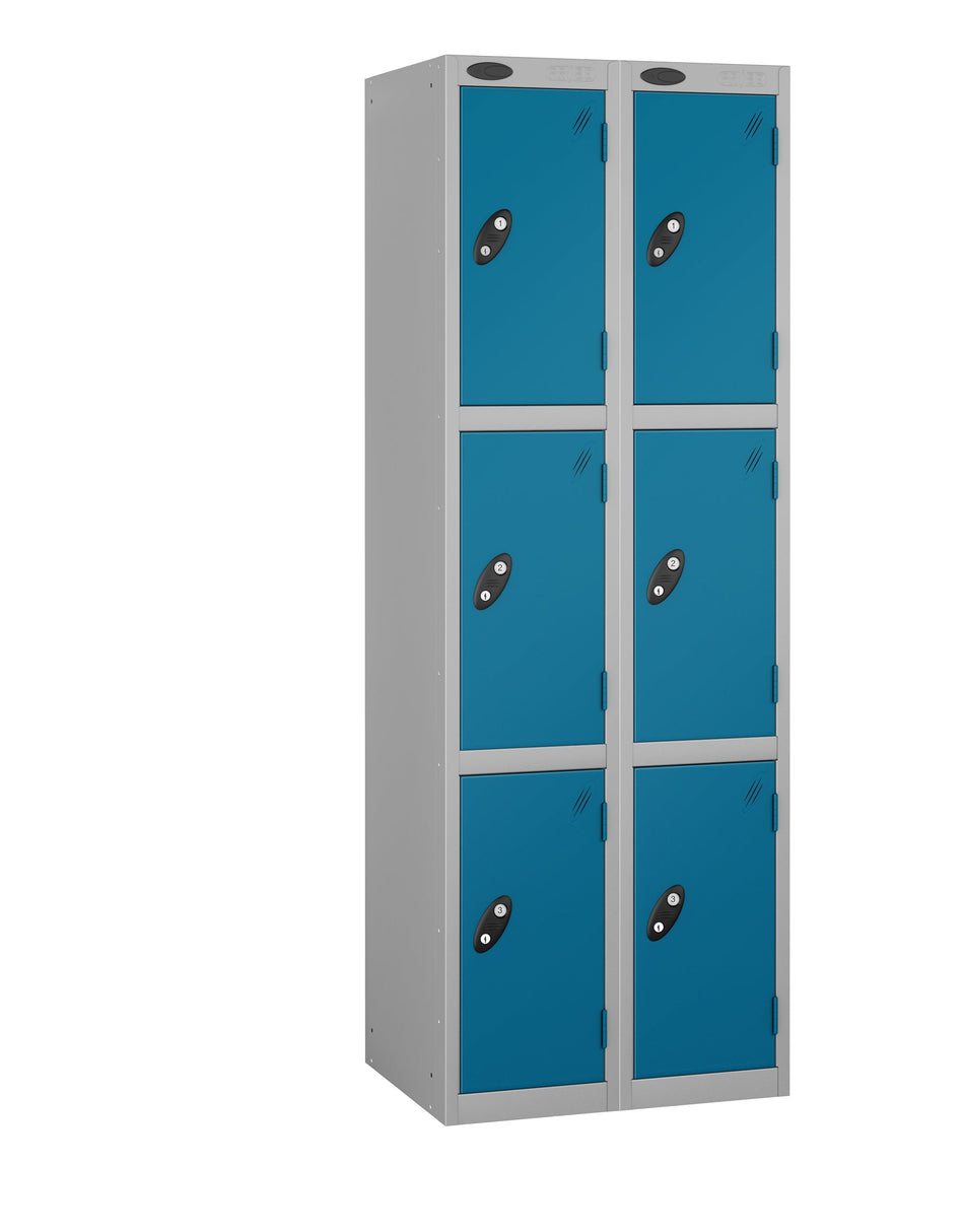 PROBELOW LOW LEVEL 2 NEST STEEL LOCKERS - ELECTRIC BLUE 3 DOOR Storage Lockers > Lockers > Cabinets > Storage > Probe > One Stop For Safety   