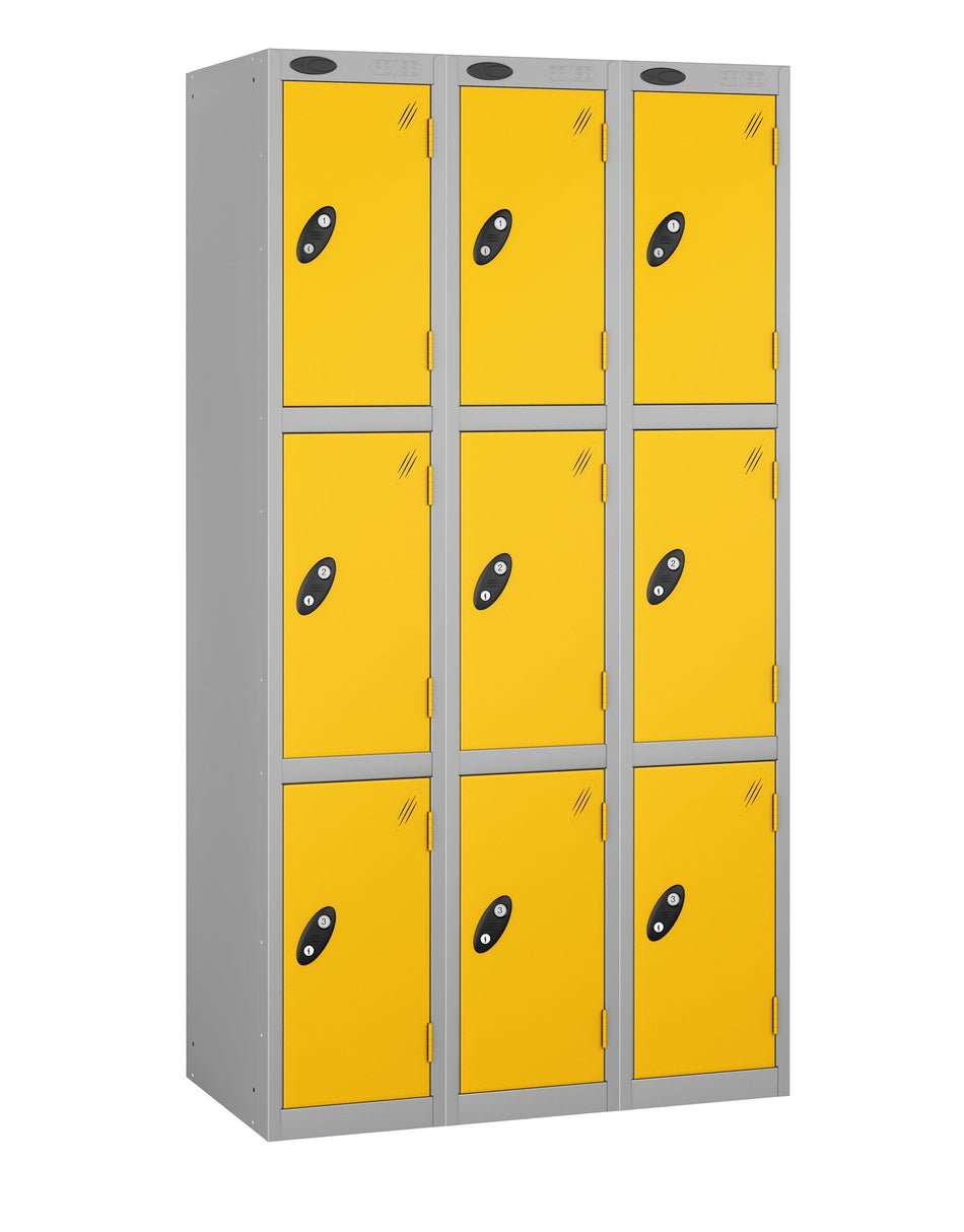 PROBEBOX STANDARD 3 NEST STEEL LOCKERS - ROYAL YELLOW 3 DOOR Storage Lockers > Lockers > Cabinets > Storage > Probe > One Stop For Safety   