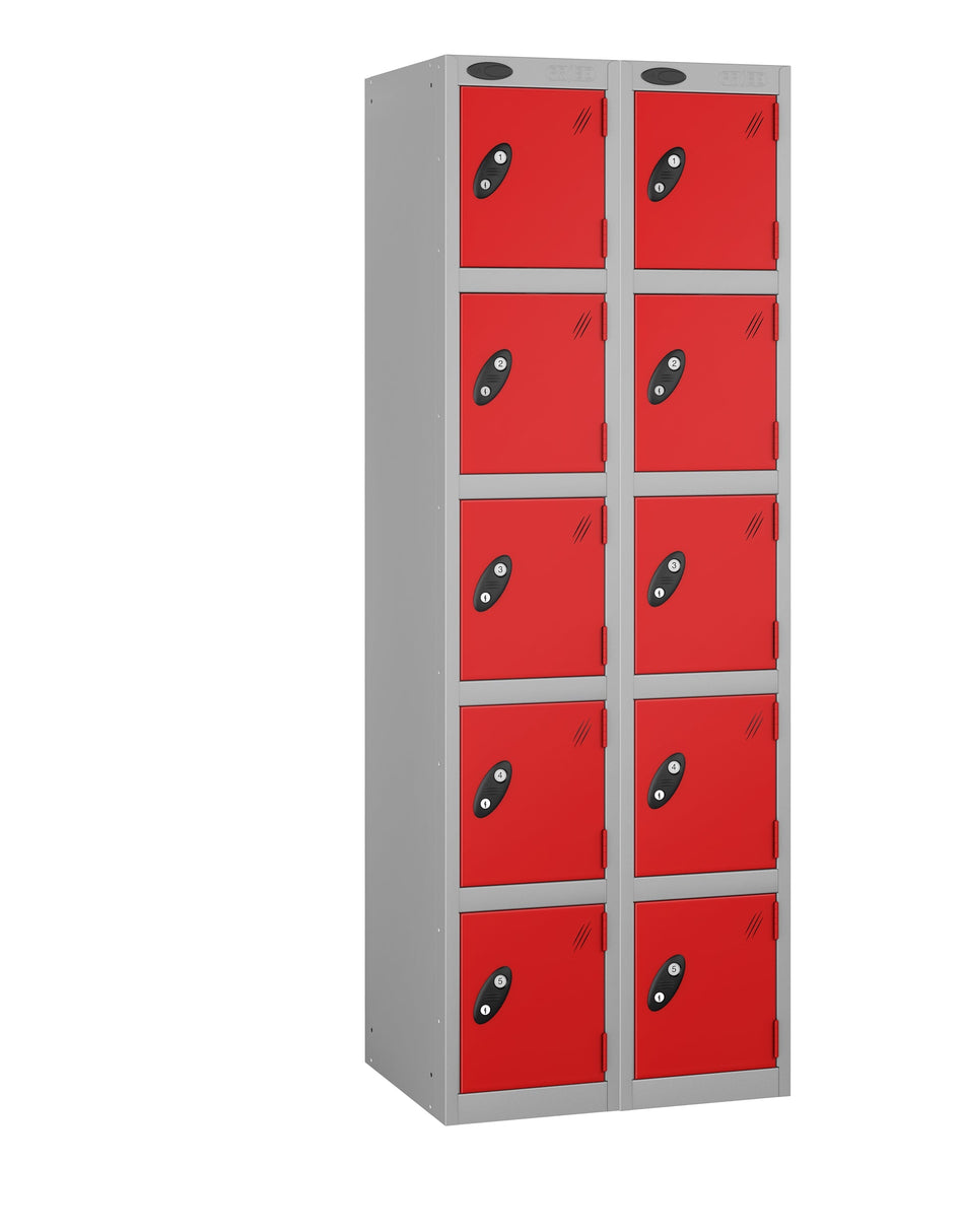 PROBEBOX STANDARD 2 NEST STEEL LOCKERS - FLAME RED 5 DOOR Storage Lockers > Lockers > Cabinets > Storage > Probe > One Stop For Safety   