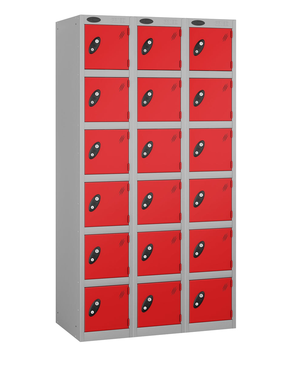 PROBEBOX STANDARD 3 NEST STEEL LOCKERS - FLAME RED 6 DOOR Storage Lockers > Lockers > Cabinets > Storage > Probe > One Stop For Safety   
