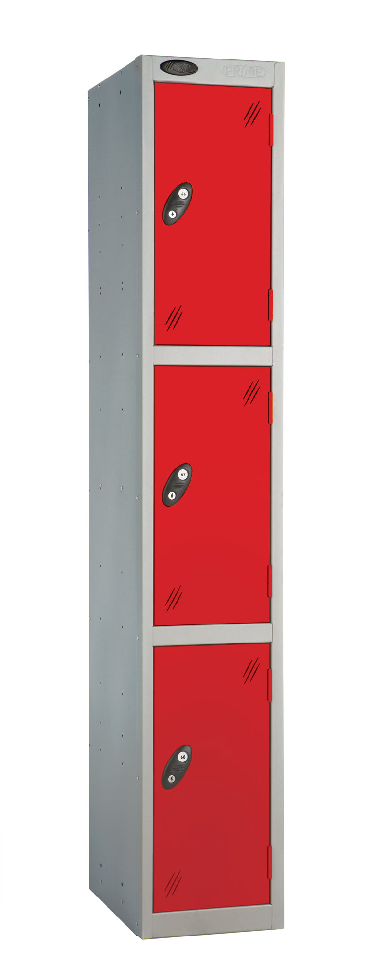 PROBEBOX STANDARD 1 NEST STEEL LOCKERS - FLAME RED 3 DOOR Storage Lockers > Lockers > Cabinets > Storage > Probe > One Stop For Safety   