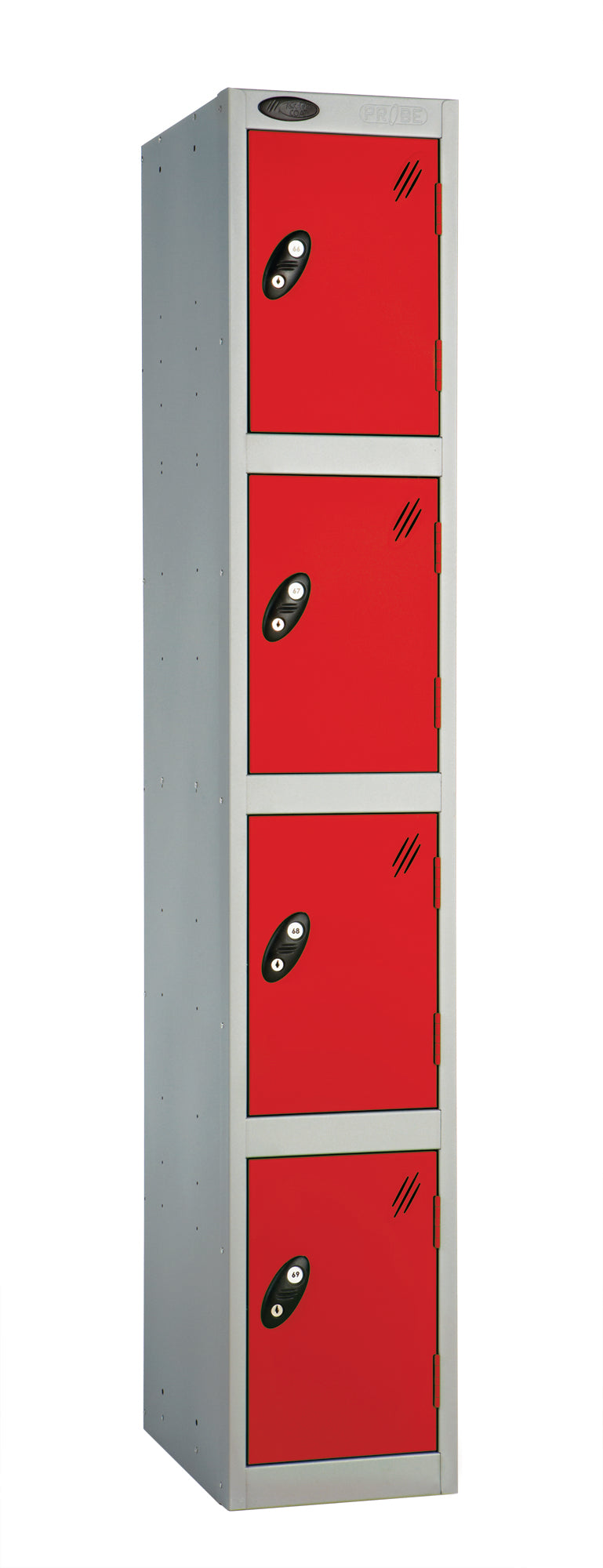 PROBEBOX STANDARD 1 NEST STEEL LOCKERS - FLAME RED 4 DOOR Storage Lockers > Lockers > Cabinets > Storage > Probe > One Stop For Safety   
