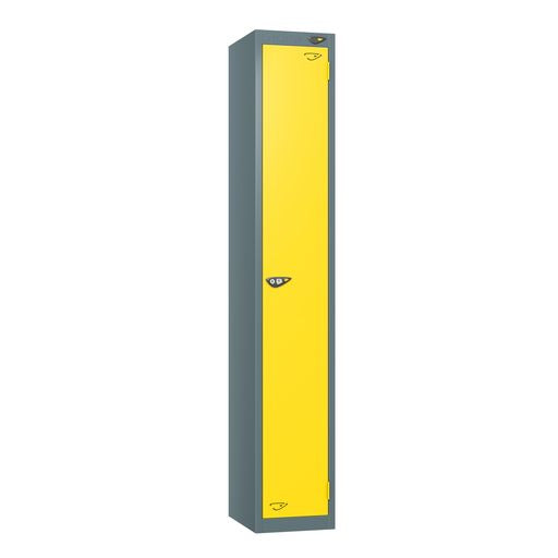 PURE SCHOOL LOCKERS WITH SLATE GREY BODY - LEMON YELLOW 1 DOOR Storage Lockers > Lockers > Cabinets > Storage > Pure > One Stop For Safety   
