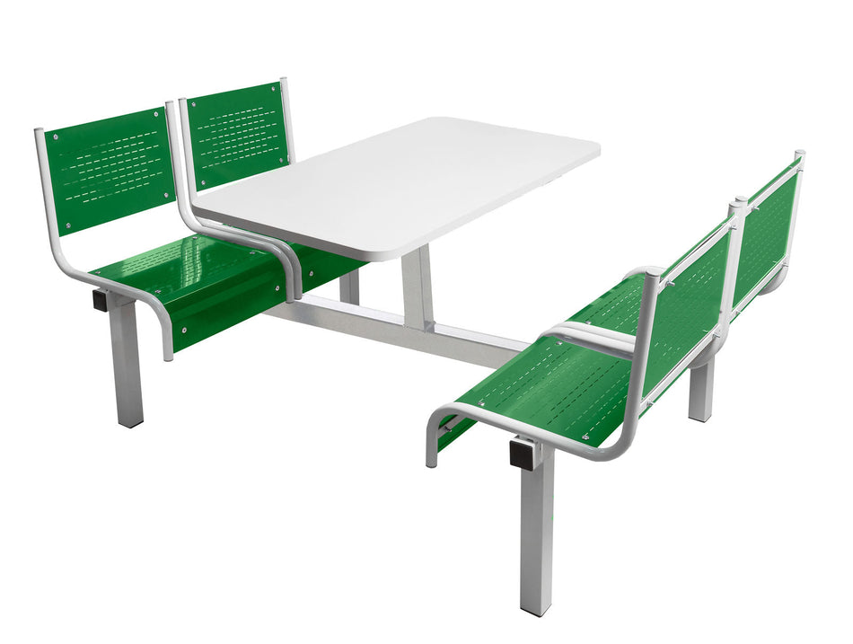 Spectrum 4 Seater Canteen Furniture Double Entry with Green Seats Canteen Furniture > Seating > Tables > QMP One Stop For Safety   