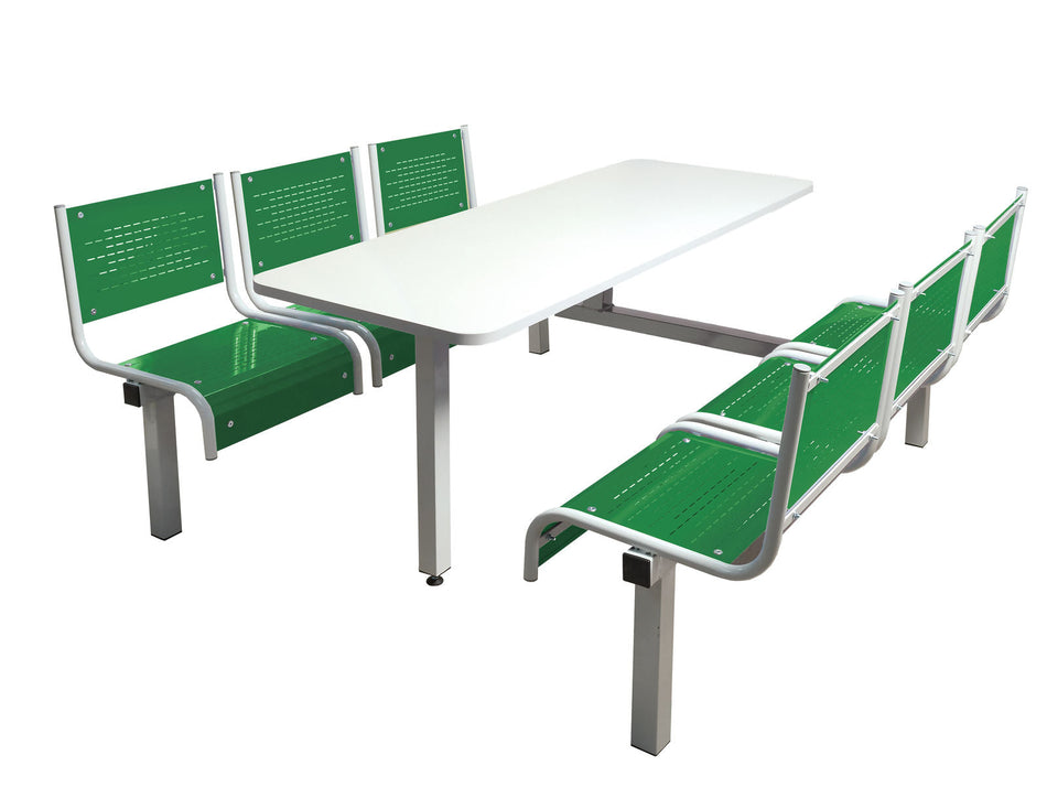 Spectrum 6 Seater Canteen Furniture Double Entry with Green Seats Canteen Furniture > Seating > Tables > QMP One Stop For Safety   