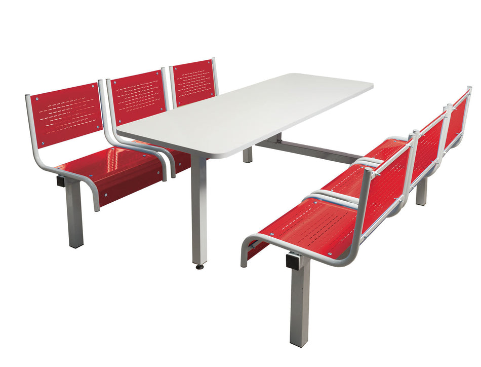 Spectrum 6 Seater Canteen Furniture Double Entry with Red Seats Canteen Furniture > Seating > Tables > QMP One Stop For Safety   