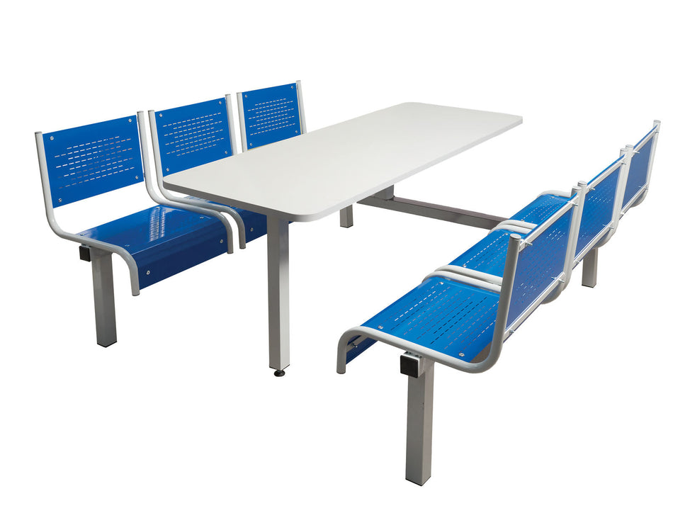 Spectrum 6 Seater Canteen Furniture Double Entry with Blue Seats Canteen Furniture > Seating > Tables > QMP One Stop For Safety   