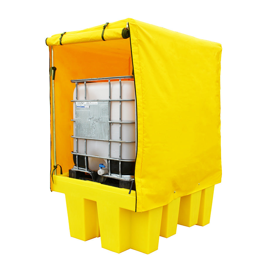 Covered Containment BB1C Covered Single IBC Spill Pallet Bund with Polyethylene Cover – One ...