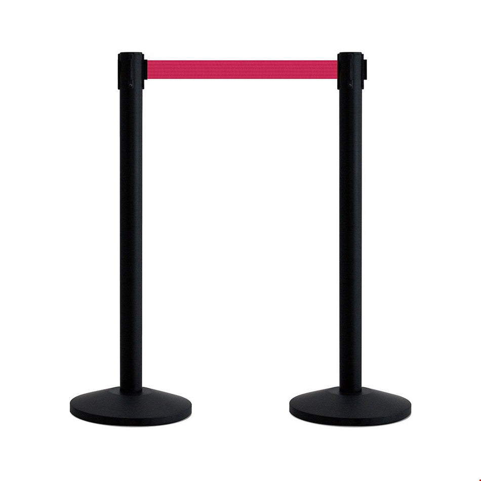 Queueline Pro Retractable Matt Black Belt Barrier with 2m Red Webbing - Set of 2 Retractable > Crowd Barrier > Tensa > Skipper One Stop For Safety   