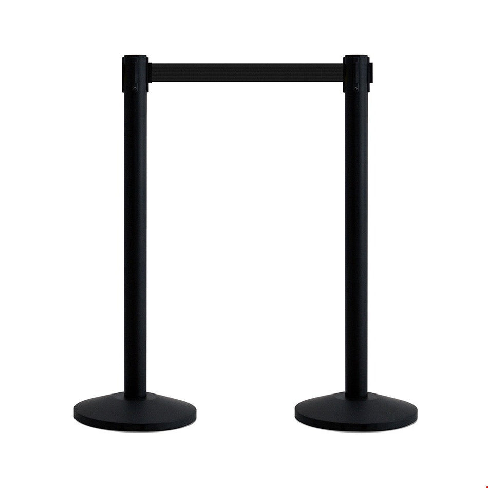 Queueline Pro Retractable Matt Black Belt Barrier with 2m Black Webbing - Set of 2 Retractable > Crowd Barrier > Tensa > Skipper One Stop For Safety   