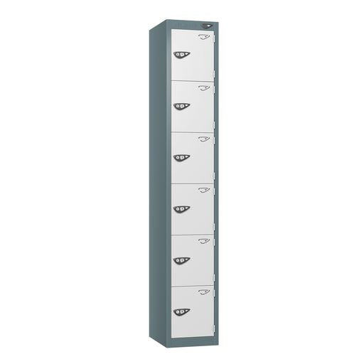 PURE SCHOOL LOCKERS WITH SLATE GREY BODY - ARCTIC WHITE 6 DOOR Storage Lockers > Lockers > Cabinets > Storage > Pure > One Stop For Safety   