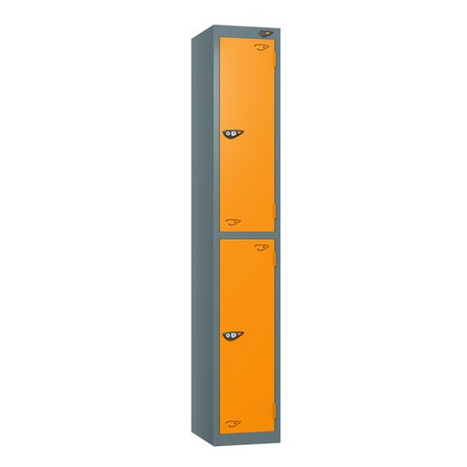 PURE SCHOOL LOCKERS WITH SLATE GREY BODY - MAGNA ORANGE 2 DOOR Storage Lockers > Lockers > Cabinets > Storage > Pure > One Stop For Safety   