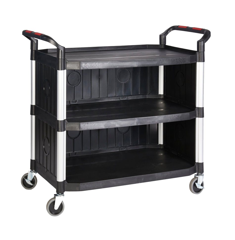 HI351Y Proplaz Multi Purpose Mobile Trolley with 3 Shelves & Enclosed Sides Cleaning Trolleys > Janitorial > Catering > Cleaning > One Stop For Safety   