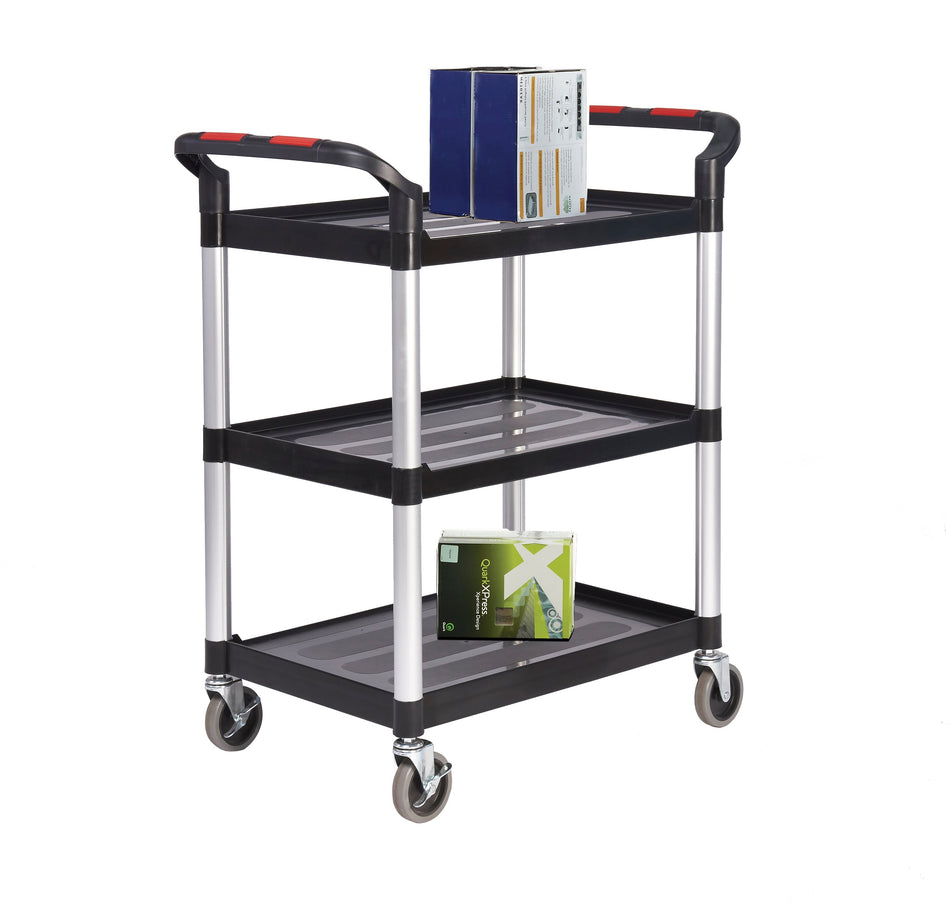 HI375Y Proplaz Multi Purpose Mobile Trolley with 3 Shelves Cleaning Trolleys > Janitorial > Catering > Cleaning > One Stop For Safety   
