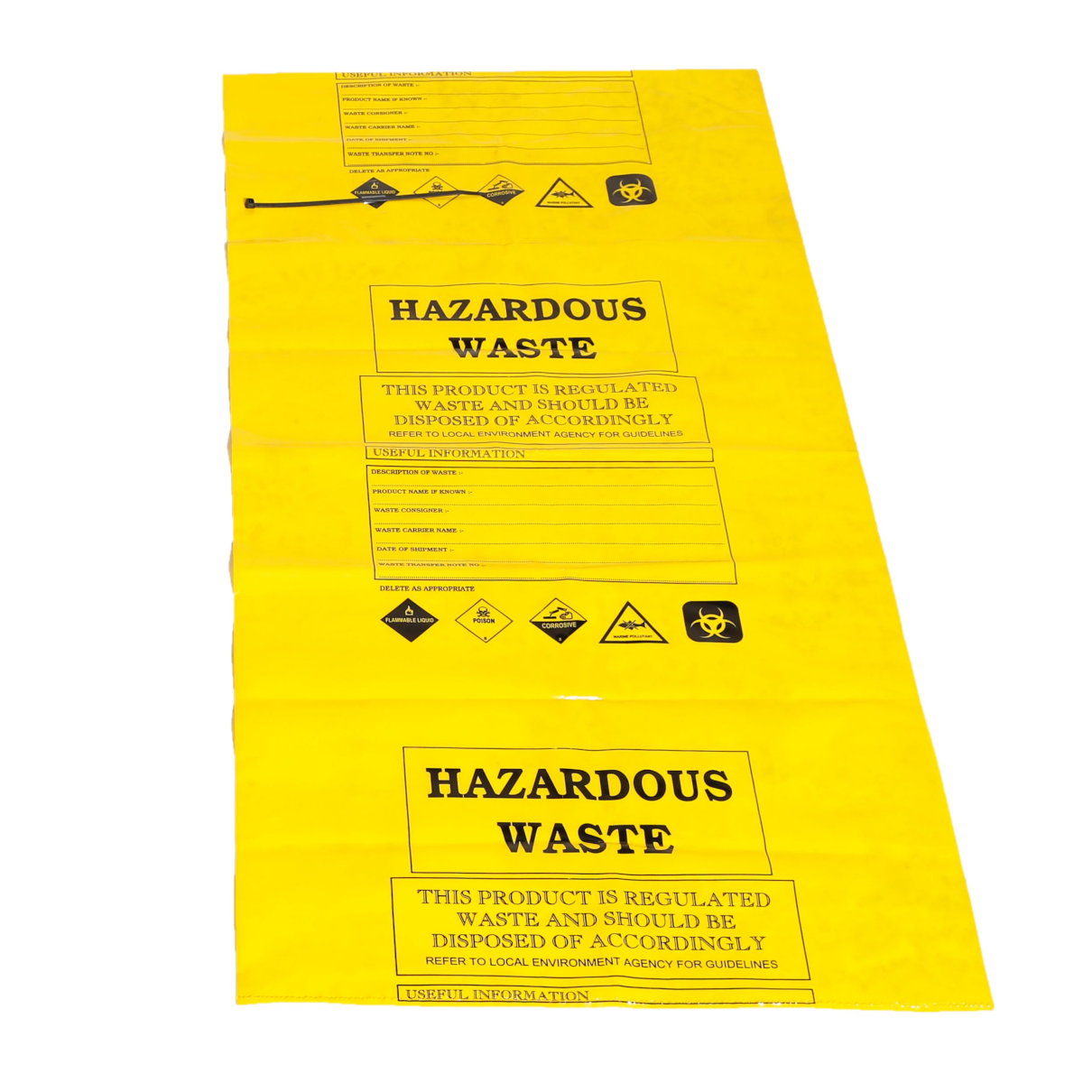 Heavy Duty Hazardous Waste Bags 1120mm X 600mm 125 Micron - Pack of 50 Spill Pallet > Absorbents > Spill Containment > Spill Control > Romold > One Stop For Safety