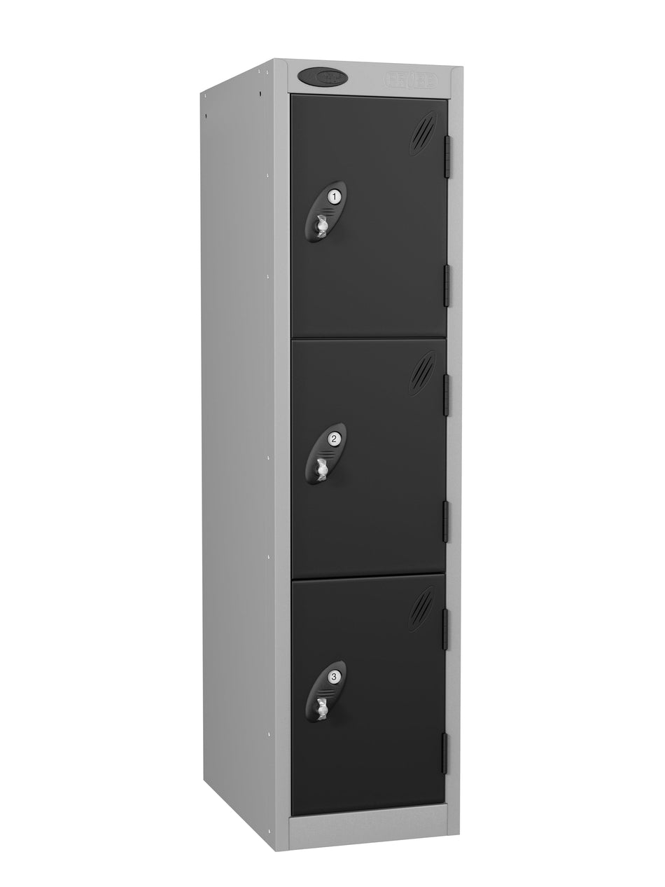 PROBELOW LOW LEVEL 1 NEST STEEL LOCKERS - JET BLACK 3 DOOR Storage Lockers > Lockers > Cabinets > Storage > Probe > One Stop For Safety   