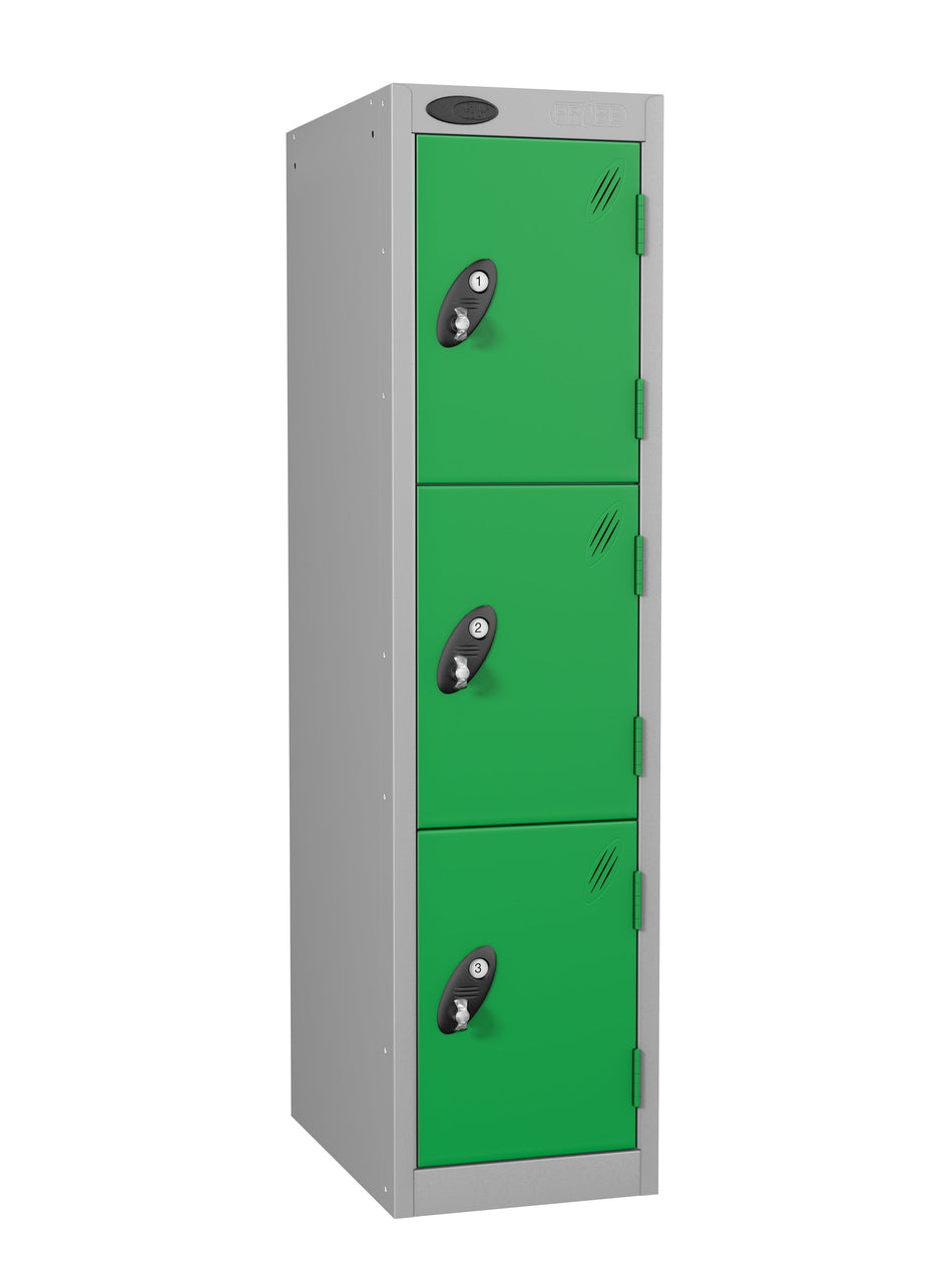 PROBELOW LOW LEVEL 1 NEST STEEL LOCKERS - FOREST GREEN 3 DOOR Storage Lockers > Lockers > Cabinets > Storage > Probe > One Stop For Safety   
