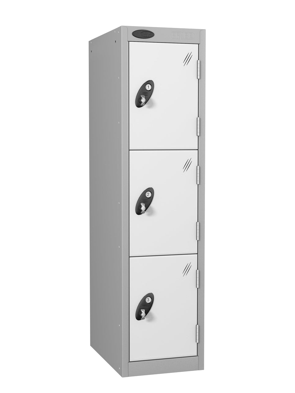 PROBELOW LOW LEVEL 1 NEST STEEL LOCKERS - SMOKEY WHITE 3 DOOR Storage Lockers > Lockers > Cabinets > Storage > Probe > One Stop For Safety   
