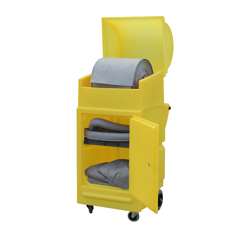 PMCXL4 Poly Mobile X-Large Maintenance Cabinet with Removable Shelf, Roll Holder & Lockable Door - 1550mm High Spill Cabinet > Coshh > Spill Containment > Spill Control > Romold > One Stop For Safety   