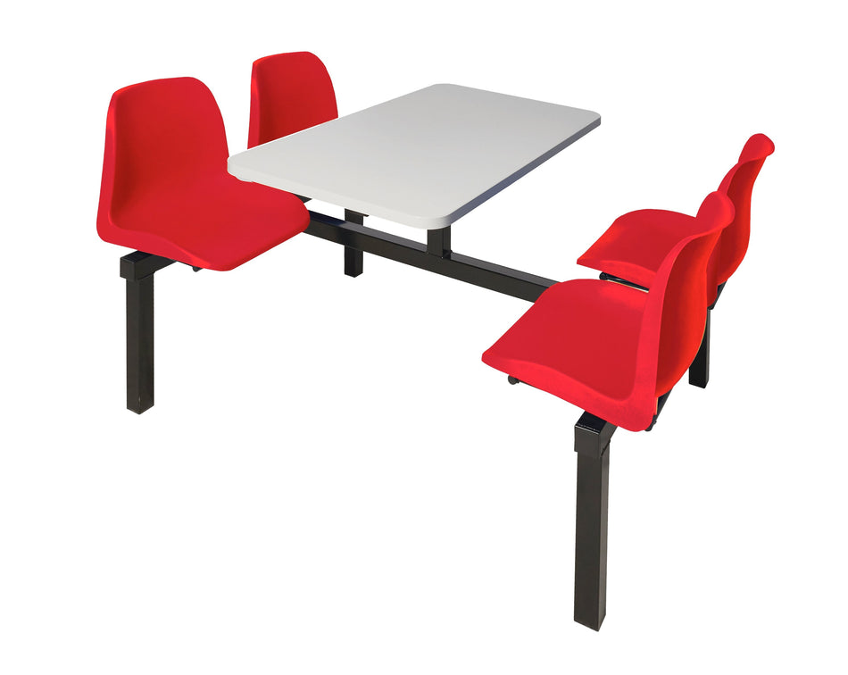 Standard 4 Seater Canteen Furniture Double Entry with Red Seats Canteen Furniture > Seating > Tables > QMP One Stop For Safety   