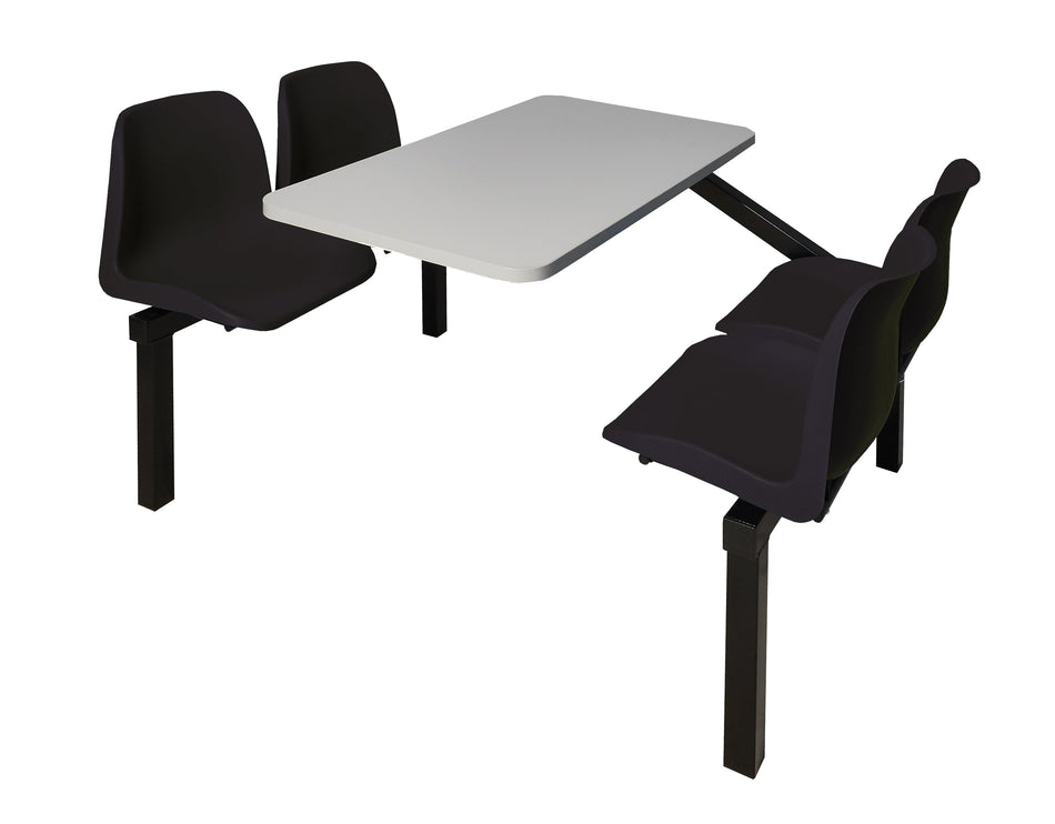 Standard 4 Seater Canteen Furniture Single Entry with Black Seats Canteen Furniture > Seating > Tables > QMP One Stop For Safety   