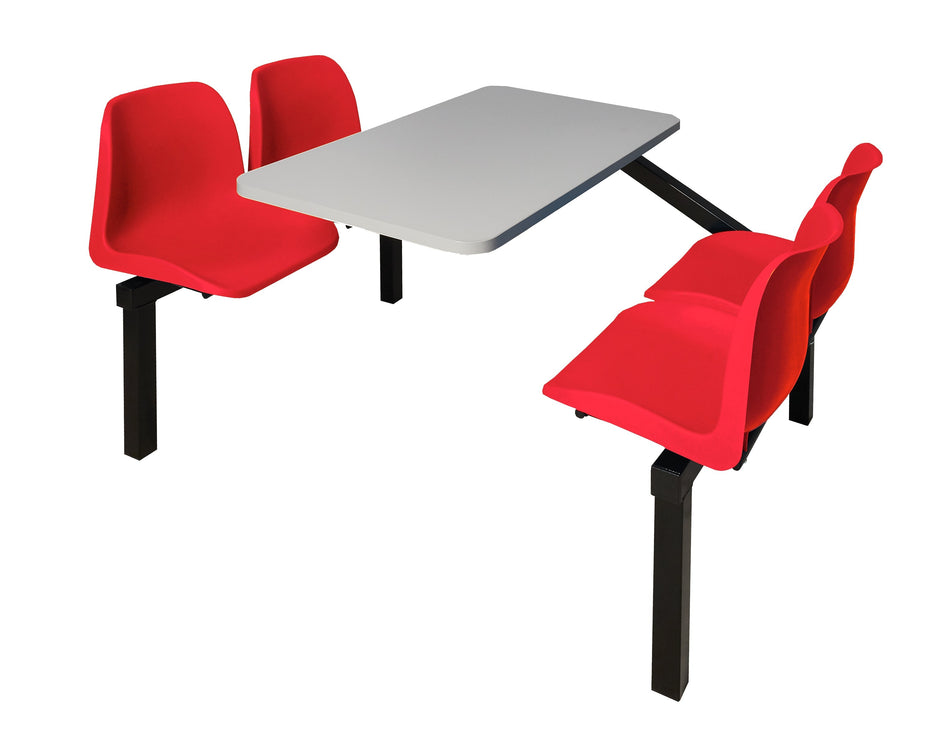 Standard 4 Seater Canteen Furniture Single Entry with Red Seats Canteen Furniture > Seating > Tables > QMP One Stop For Safety   