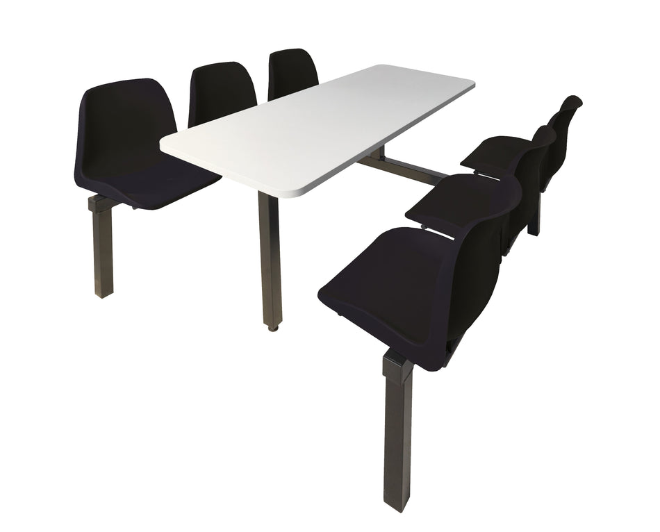 Standard 6 Seater Canteen Furniture Double Entry with Black Seats Canteen Furniture > Seating > Tables > QMP One Stop For Safety   