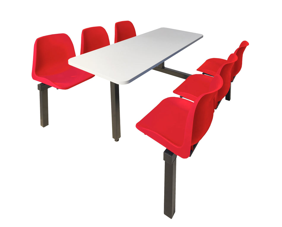 Standard 6 Seater Canteen Furniture Double Entry with Red Seats Canteen Furniture > Seating > Tables > QMP One Stop For Safety   