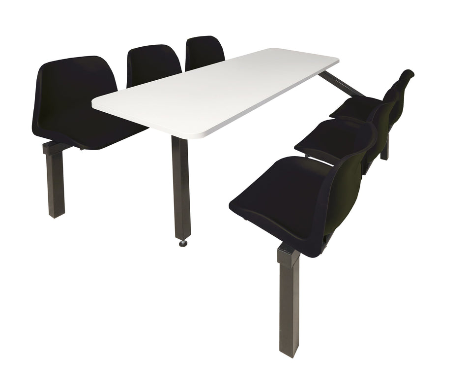 Standard 6 Seater Canteen Furniture Single Entry with Black Seats Canteen Furniture > Seating > Tables > QMP One Stop For Safety   