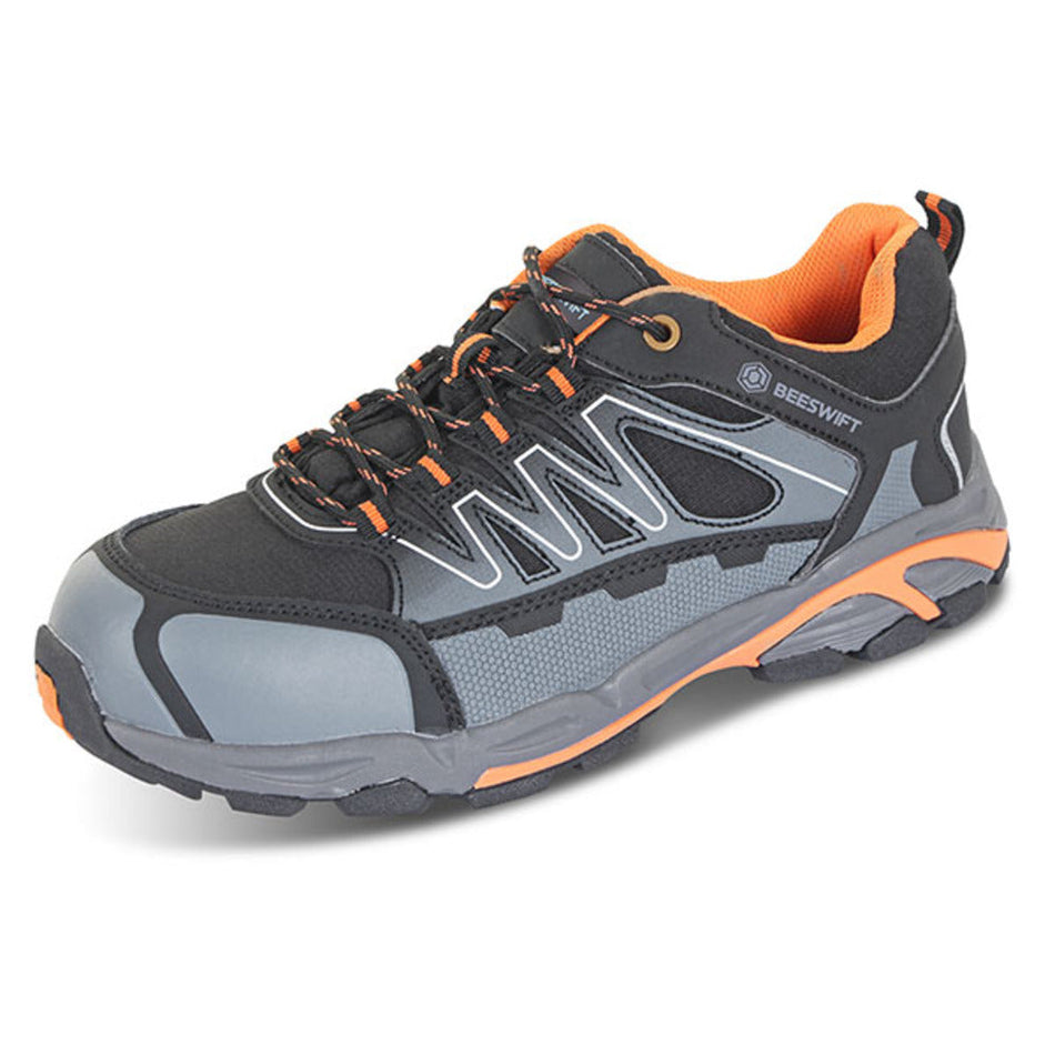 Beeswift S3 SRC Composite Safety Trainer in Black, Orange & Grey Safety Shoes > Safety Boots > PPE > Protective Personal Equipment > Beeswift > One Stop For Safety   