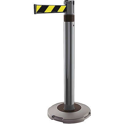 Skipper Q Retractable Barrier Post System with 3m Black & Yellow Webbing Retractable > Crowd Barrier > Tensa > Skipper One Stop For Safety   
