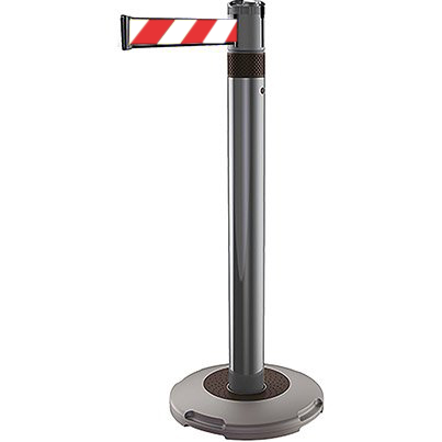 Retractable Path Post Skipper Q Retractable Barrier Post System with 3m Red & White Webbing ...