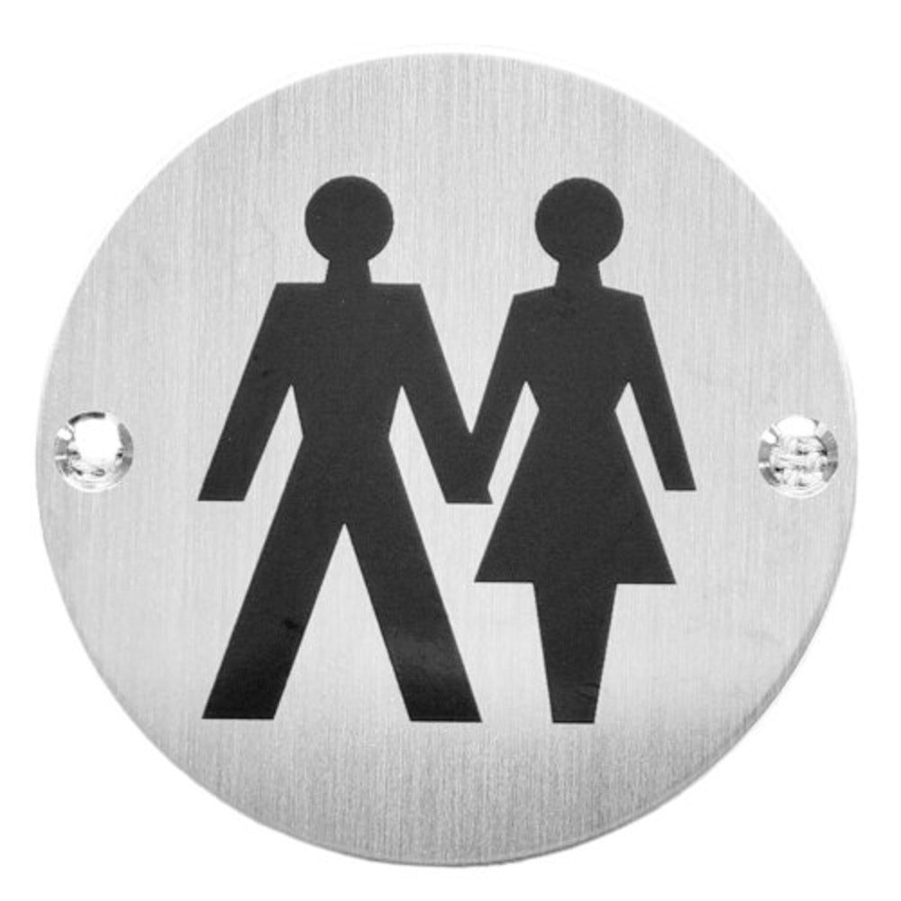 76mm Diameter Unisex Symbol Sign in Satin Stainless Steel – One Stop ...