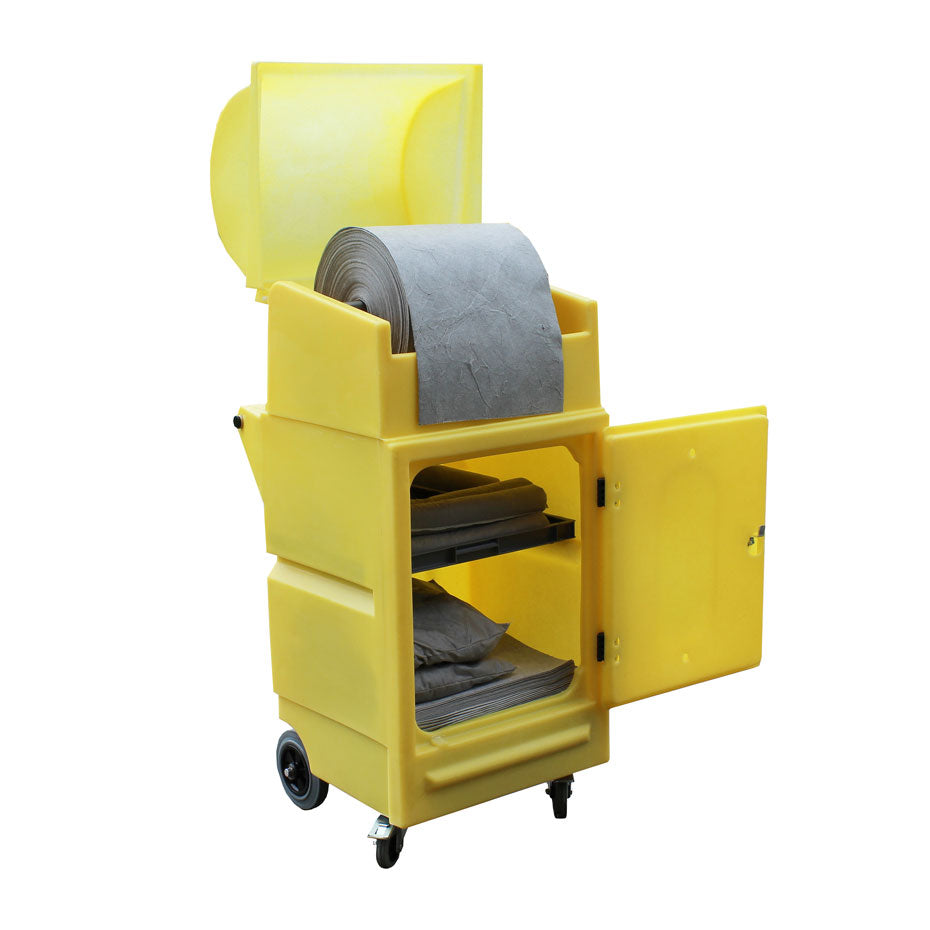 PMCS4 Poly Mobile Maintenance Cabinet with Removable Shelf, Roll Holder & Lockable Door - 1520mm High Spill Cabinet > Coshh > Spill Containment > Spill Control > Romold > One Stop For Safety   