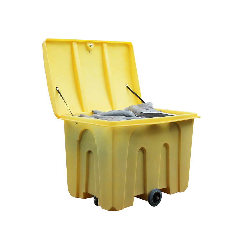 PSB2W Poly Storage Bin on Wheels with Loose Lid, Lock & Hinge - 1000 Litre Capacity Spill Pallet > Storage Bine > Spill Containment > Spill Control > Romold > One Stop For Safety   