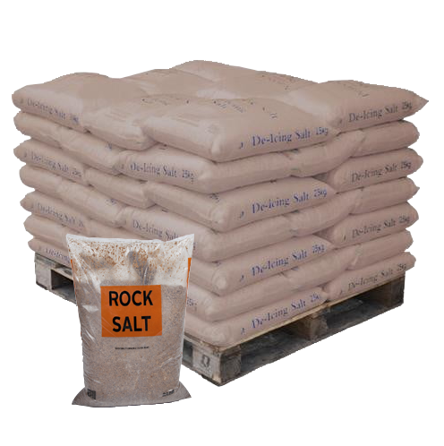 Brown De-Icing Rock Salt in 25kg Bags - Pallet of 40 Bags (Full Pallet) Grit Bin > Winter > De-Icing Salt One Stop For Safety   