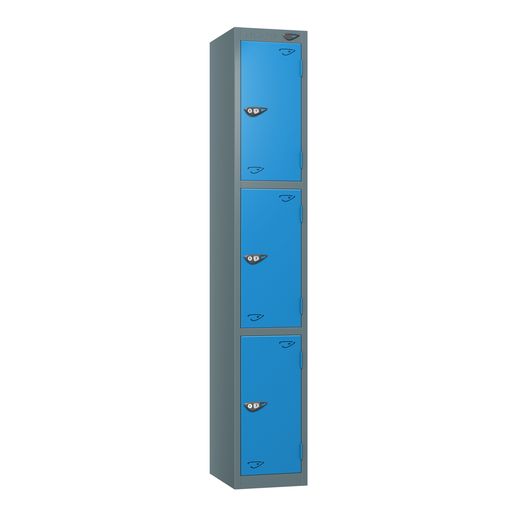 PURE SCHOOL LOCKERS WITH SLATE GREY BODY - COBALT BLUE 3 DOOR Storage Lockers > Lockers > Cabinets > Storage > Pure > One Stop For Safety   