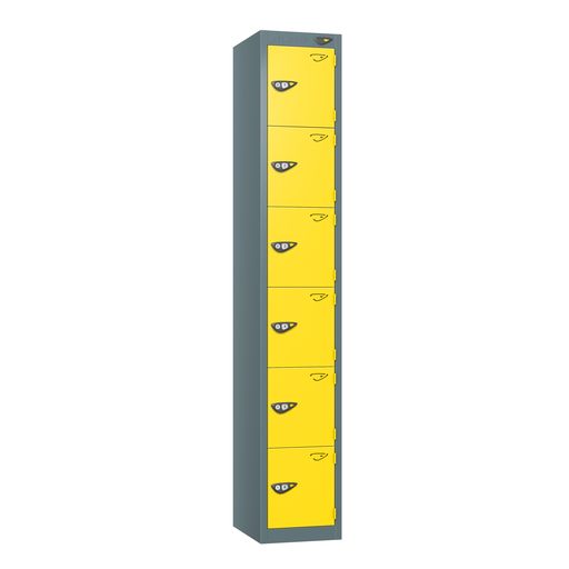 PURE SCHOOL LOCKERS WITH SLATE GREY BODY - LEMON YELLOW 6 DOOR Storage Lockers > Lockers > Cabinets > Storage > Pure > One Stop For Safety   