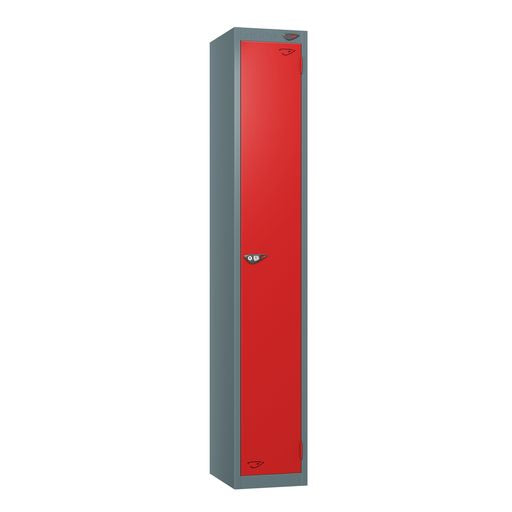 PURE SCHOOL LOCKERS WITH SLATE GREY BODY - FLAME RED 1 DOOR Storage Lockers > Lockers > Cabinets > Storage > Pure > One Stop For Safety   