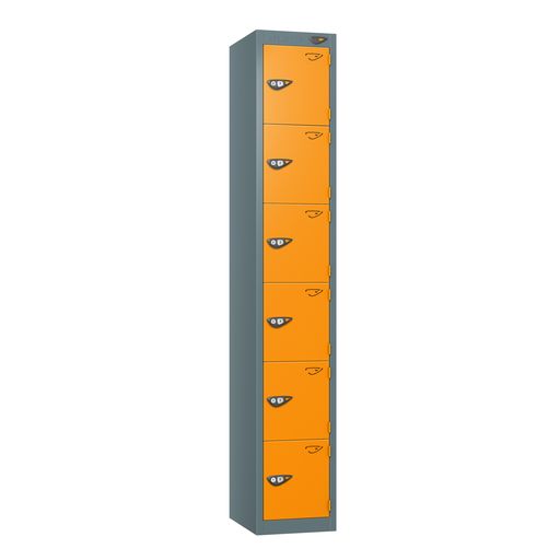 PURE SCHOOL LOCKERS WITH SLATE GREY BODY - MAGNA ORANGE 6 DOOR Storage Lockers > Lockers > Cabinets > Storage > Pure > One Stop For Safety   