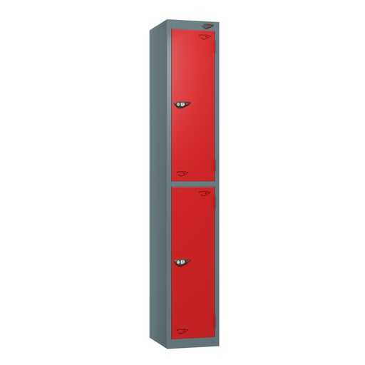 PURE SCHOOL LOCKERS WITH SLATE GREY BODY - FLAME RED 2 DOOR Storage Lockers > Lockers > Cabinets > Storage > Pure > One Stop For Safety   